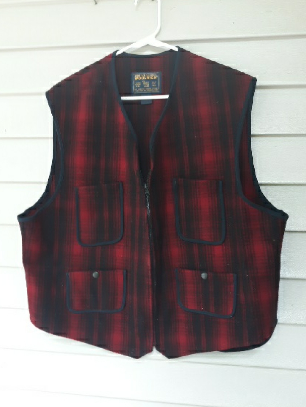 Woolrich Red and Black Plaid Hunting Wool Vest